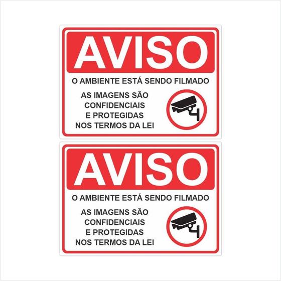 Kit 2 Adesivos Ambiente Filmado Monitorado Menor preço em Kit 2 Adesivos Ambiente Filmado Monitorado