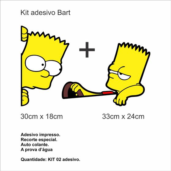 Imagem de Kit 2 Adesivos - Bart Simpson Dirigindo E Carona Automotivo