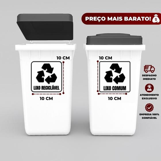 Imagem de Kit 2 Adesivos em Vinil Transparente Lixo Comum e Lixo Reciclável Sinalização Organização