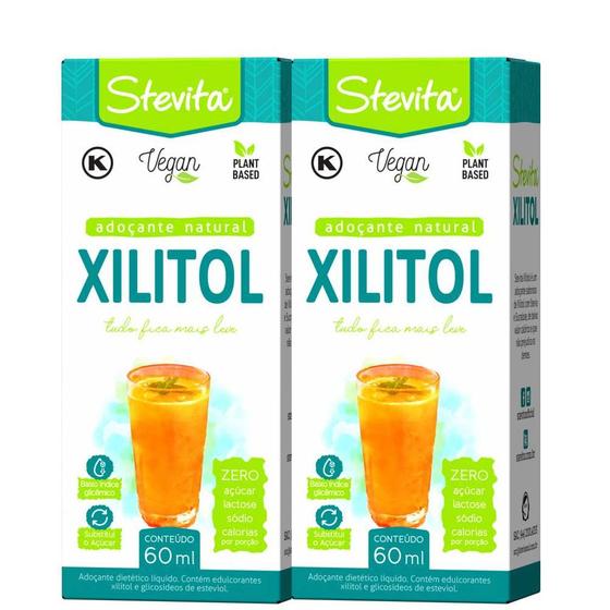 Imagem de Kit 2 Adoçante Xilitol com Stevia Líquido Magrins 65ml