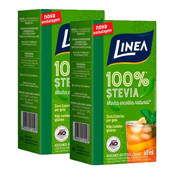 Imagem de Kit 2 Adoçantes Stevia Dietético Liquido Linea - 60ml