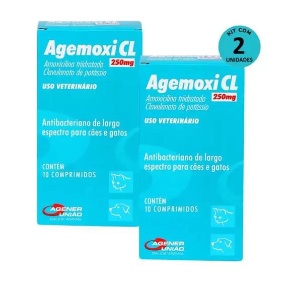 Imagem de Kit 2 Agemoxi CL 250mg c/ 10 Comprimidos -Agener