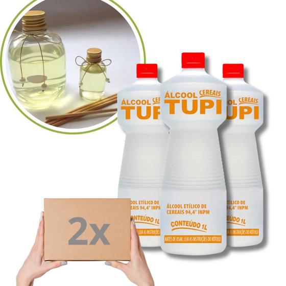 Imagem de Kit 2 Álcool 1 Litro Cereais Tupi Alta Qualidade para Cosméticos Aromatizadores Difusores Pureza Garantida