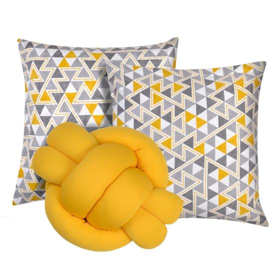 Imagem de Kit 2 Almofadas Decorativas cheias Sala Sofá mais Almofada Nó Amarelo