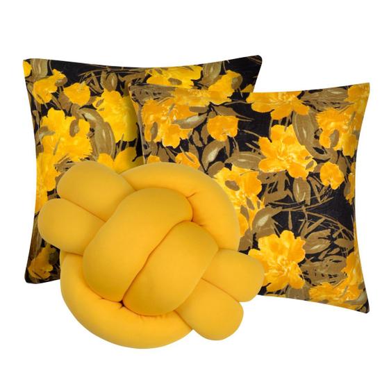 Imagem de Kit 2 Almofadas Decorativas cheias Sala Sofá mais Almofada Nó Amarelo