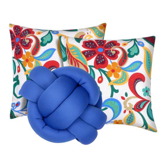 Imagem de Kit 2 Almofadas Decorativas cheias Sala Sofá mais Almofada Nó Azul