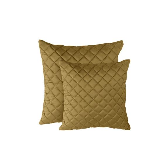 Imagem de Kit 2 Almofadas Tressê 50x50cm e 40x40cm Veludo Mostarda - Nexta Casa