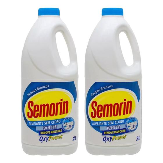 Imagem de Kit 2  Alvejante Sem Cloro Remove Manchas Roupas Semorin Oxy