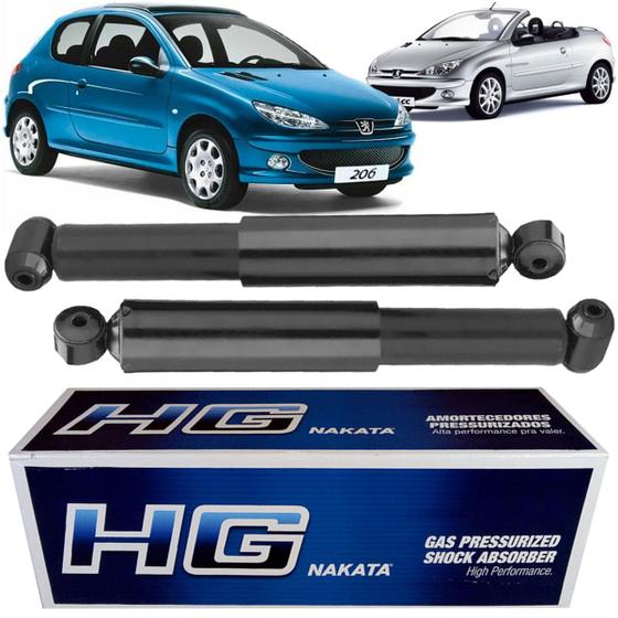 Imagem de Kit 2 Amortecedor Traseiro Peugeot 206 Até 2010 Nakata Novo