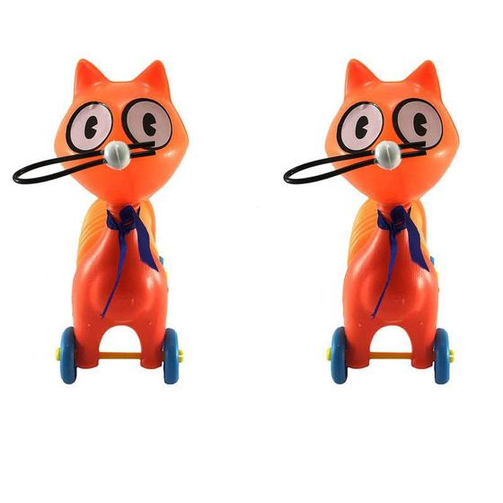 Imagem de Kit 2 Animal de Brinquedo Gato Chorão Sanfonado Com Som Laranja