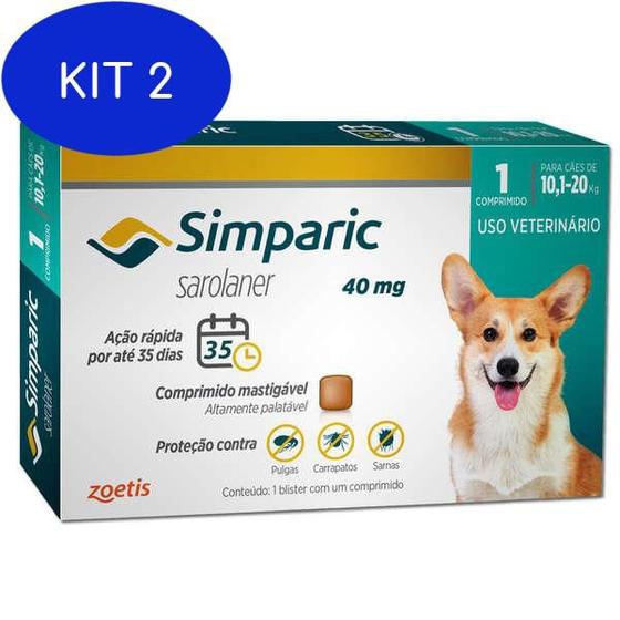 Imagem de Kit 2 Antipulgas Simparic 1 comp. - 10 a 20kg