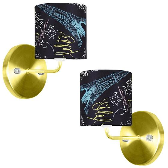 Imagem de Kit 2 Arandela Dourado De Cupula Cilíndrica Giz
