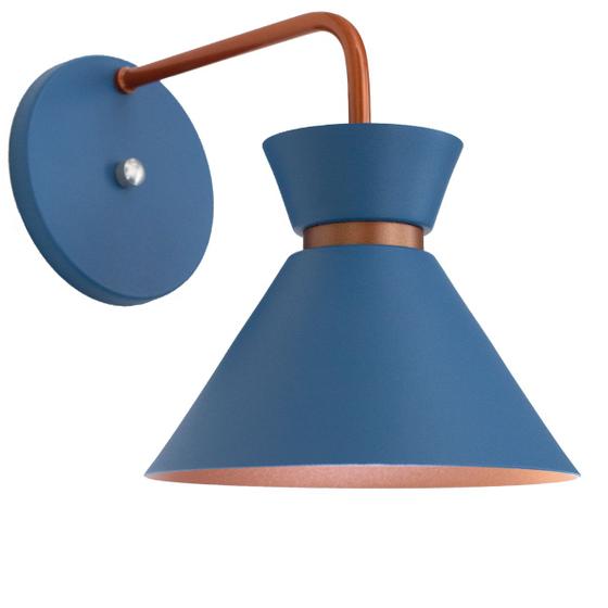 Kit 2 Arandela Parede Berlin 15cm Azul C/ Cobre Menor preço em Kit 2 Arandela Parede Berlin 15cm Azul C/ Cobre