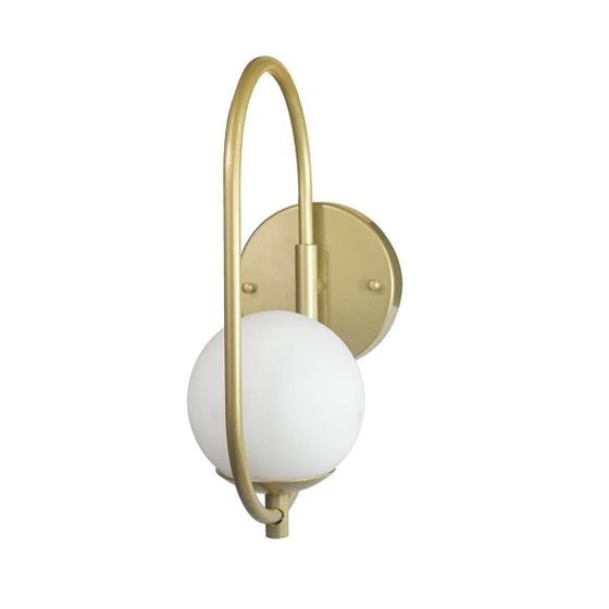 Imagem de Kit 2 Arandela Parede Online Dourado Globo De Vidro Branco