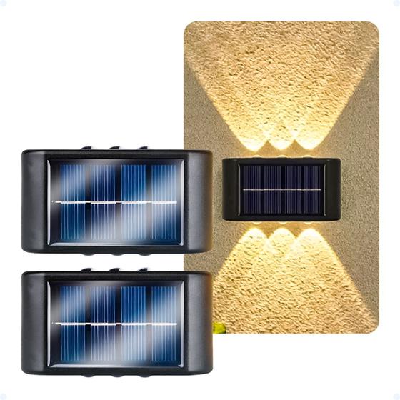 Imagem de Kit 2 Arandela Solar Externa Parede 6 LED 2 Focos Slim Muro