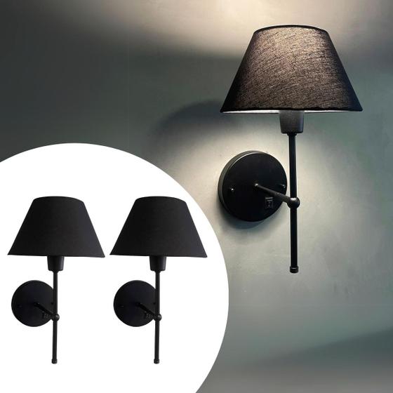 Imagem de Kit 2 Arandelas de Parede Com Interruptor Bivolt Com Cúpula Ref 16 + Lâmpadas