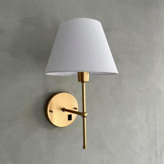 Imagem de Kit 2 Arandelas De Parede Com Interruptor e Cúpula Lâmpada Branco quente Para Dormitório, Quarto, Casal Cabeceira De Cama, lavabo
