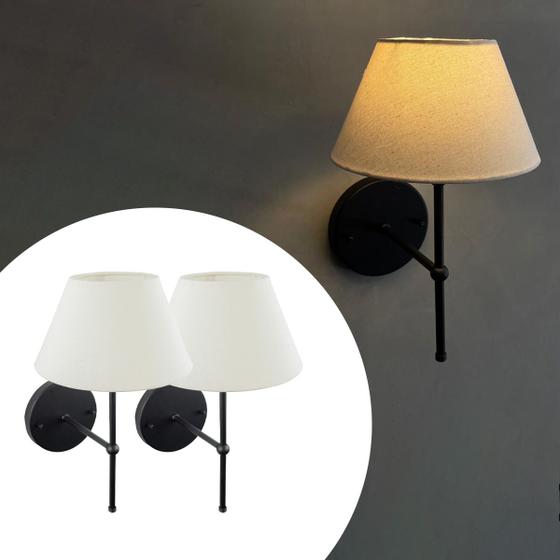 Imagem de Kit 2 Arandelas De Parede Moderna Com Cupula Em Tecido
