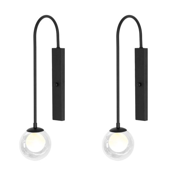 Imagem de Kit 2 Arandelas Luminária Globo Duplo Vidro Retangular Preto