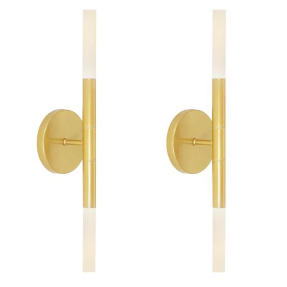 Kit 2 Arandelas Parede Luminária Tubo 2 Difusores Dourado Menor preço em Kit 2 Arandelas Parede Luminária Tubo 2 Difusores Dourado