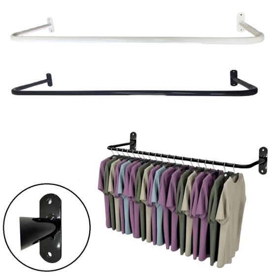 Arara Parede 80cm Preta - Kit Com 2 Unidades E Parafusos