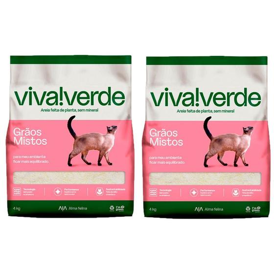 Imagem de Kit 2 Areia Higiênica Para Gatos Biodegradável Descomplicada Viva Verde 4Kg