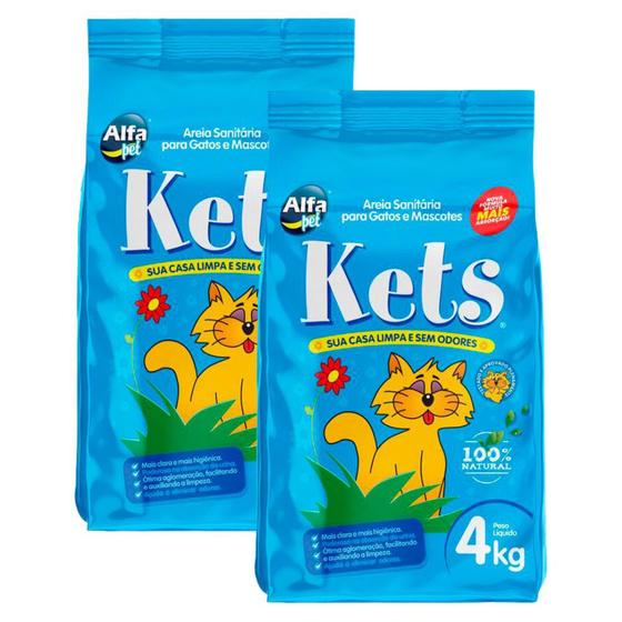 Imagem de Kit 2 Areia Sanitária Kets para Gatos e Mascotes 4Kg