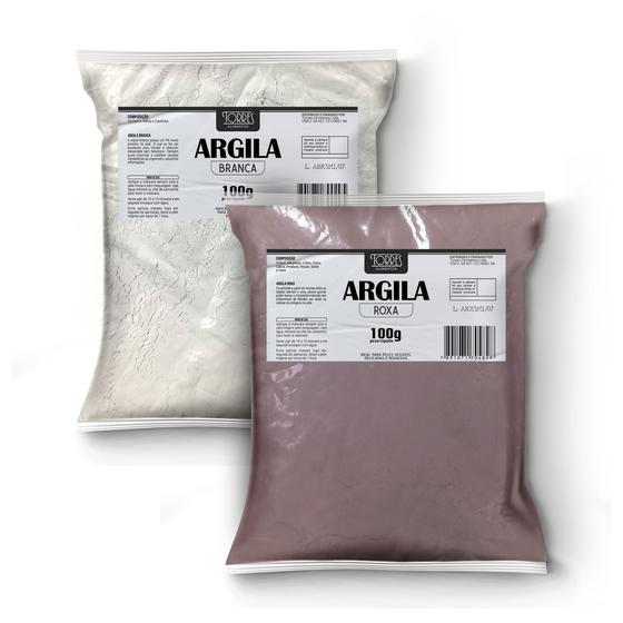 Imagem de Kit 2 Argilas 100g (Branca e Roxa) Para Máscara Facial