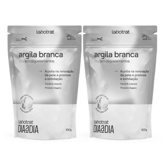 Imagem de Kit 2 Argilas Branca Pó Esfoliante Facial Corporal Labotrat