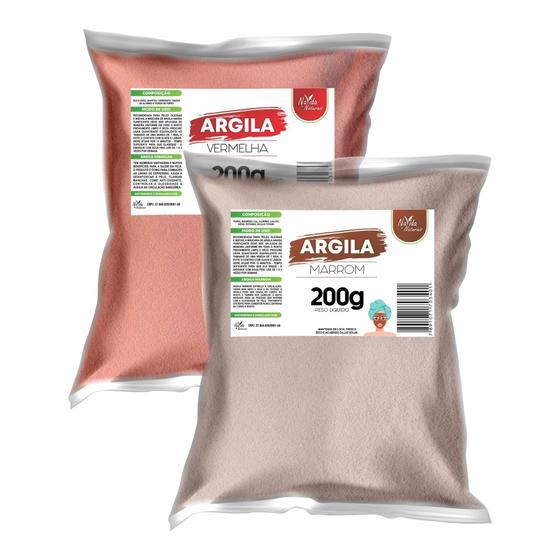 Imagem de Kit 2 Argilas (Vermelha e Marrom) 200g Para Máscara Facial