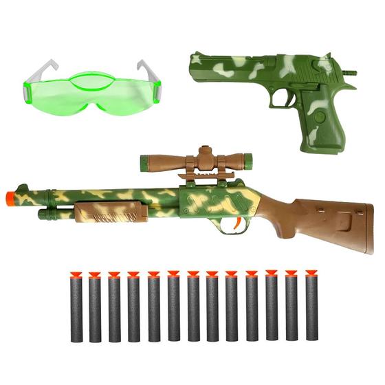 Imagem de Kit 2 Arminhas de Brinquedo Lançador de Dardos Infantil + Alvo e Óculos Toy King