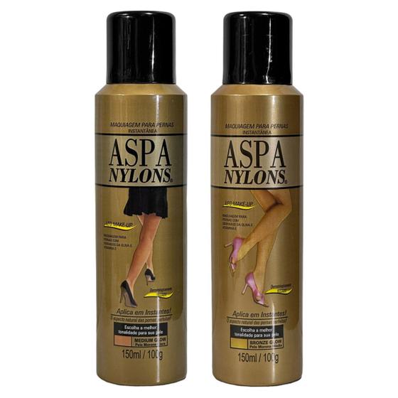 Imagem de Kit 2 Aspa Nylons Spray Make Perna Morena Clara/Média 150ml