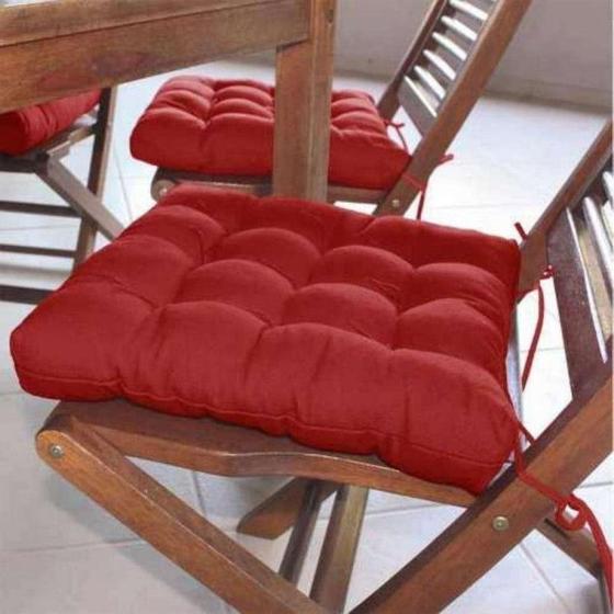 Imagem de Kit 2 Assentos Almofada Futon de Cadeira Vermelho Exclusivo