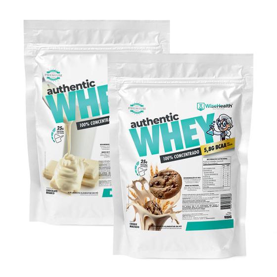 Imagem de Kit 2 Authentic Whey 900g Choc Bco + Cookie Maltado -Wise