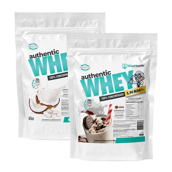 Imagem de Kit 2 Authentic Whey 900g Sorvete Coco + Cookies e Cream