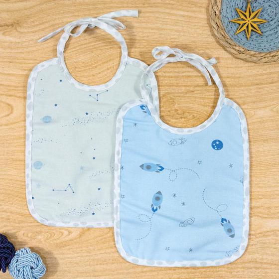 Imagem de Kit 2 Babadores para Bebê Flanelado Com Forro Estampa Espaço