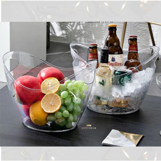 Imagem de Kit 2 Balde Com Alça Para Gelo Garrafa 3,9L Transparente TopH.