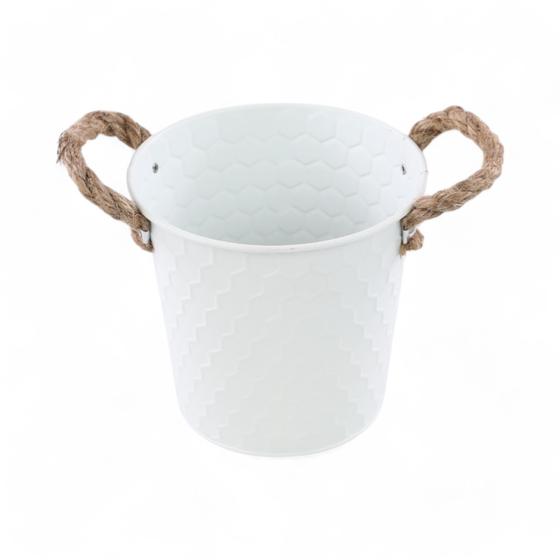 Imagem de Kit 2 Baldes Com Alça De Corda Branco Cesta Caça Ovos De Páscoa