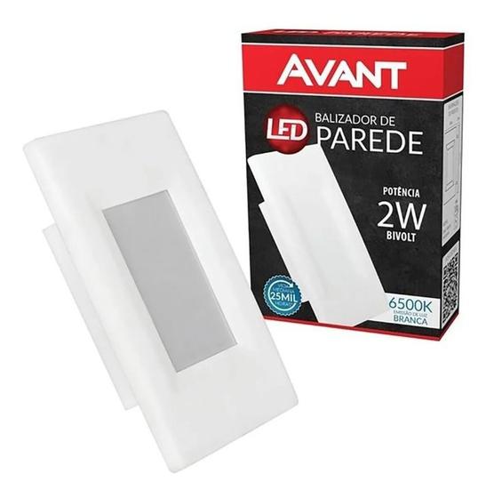 Imagem de Kit 2 Balizador Parede Escada Led 2w 4x2 Branco Frio 6500k