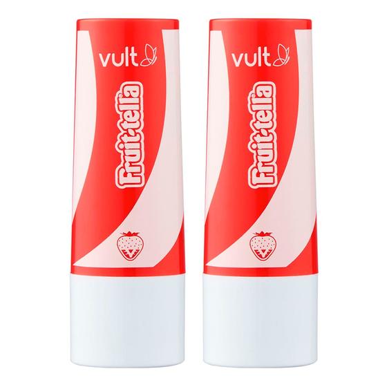 Imagem de Kit 2 Balm Labial Fruittella Morango com Creme Protetor Hidratante Lip Sabor Bala 3,5g Vult