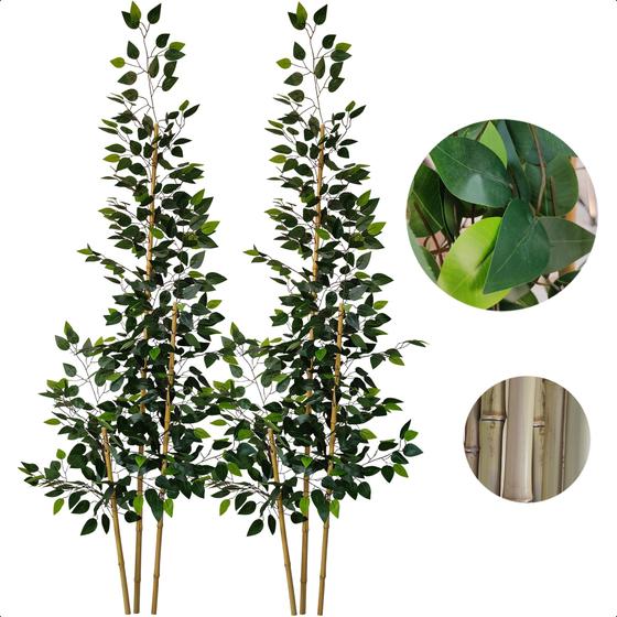 Imagem de Kit 2 Bambu da Sorte Artificial 2 Metros Sem Vaso Decoração
