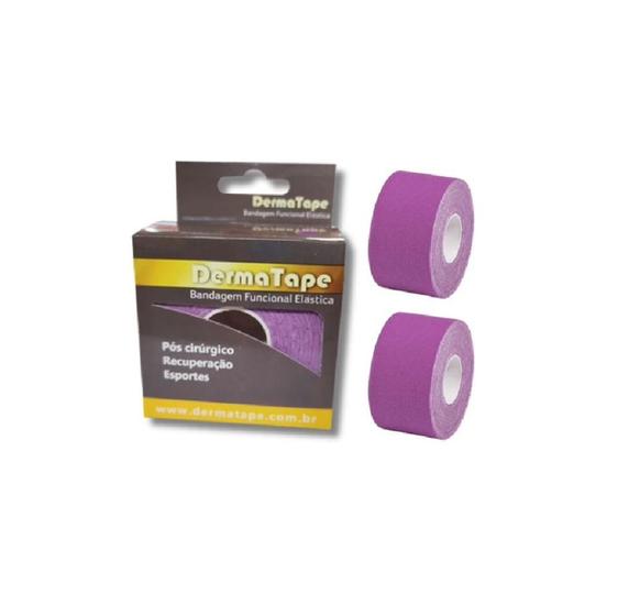Imagem de Kit 2 Bandagem Funcional Elástica Derma Tape Bioland Roxo