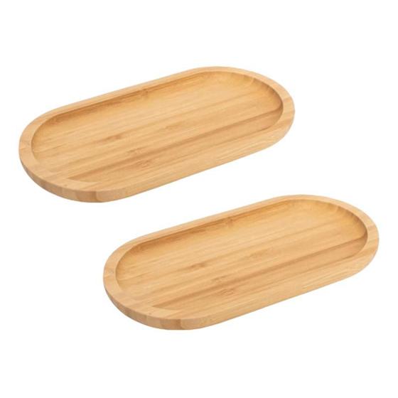 Imagem de Kit 2 Bandeja Bambu Oval 34cm Ecokitchen Mimo Style Travessa Tábua Gamela Petisqueira