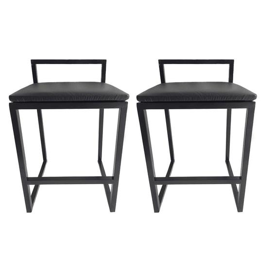 Kit 2 Banqueta Baixa Bali Estilo Industrial Assento Preto Menor preço em Kit 2 Banqueta Baixa Bali Estilo Industrial Assento Preto