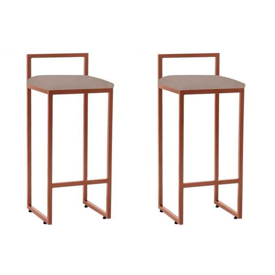 Kit 2 Banquetas Bistrô Alta Industriais em Aço Dori Cobre Assento Suede Bege Menor preço em Kit 2 Banquetas Bistrô Alta Industriais em Aço Dori Cobre Assento Suede Bege