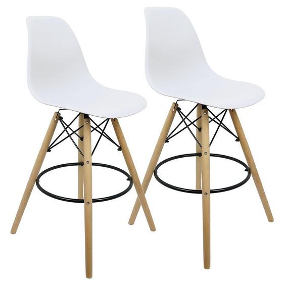 Imagem de Kit 2 Banquetas Charles Eames Eiffel Wood Design Base Fixa