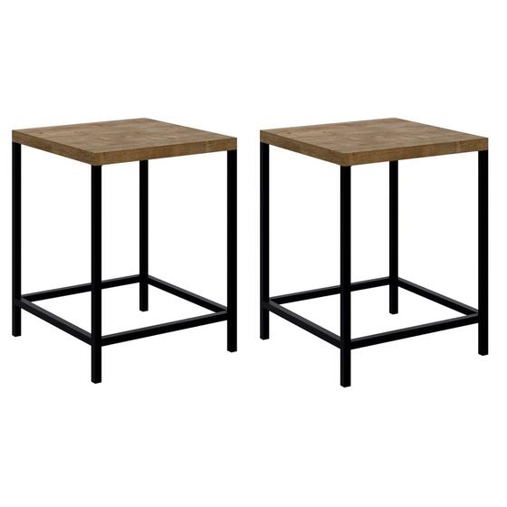 Imagem de Kit 2 Banquetas Decorativas Baixas Estilo Industrial Steel Quadra 27815 Vermont/Preto - Artesano