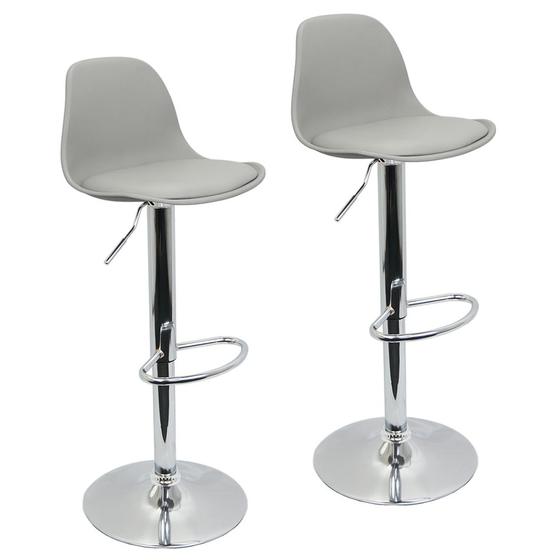 Kit 2 Banquetas Joly Luisa Eames Saarinen Base Giratória Cromada - Cinza Menor preço em Kit 2 Banquetas Joly Luisa Eames Saarinen Base Giratória Cromada - Cinza