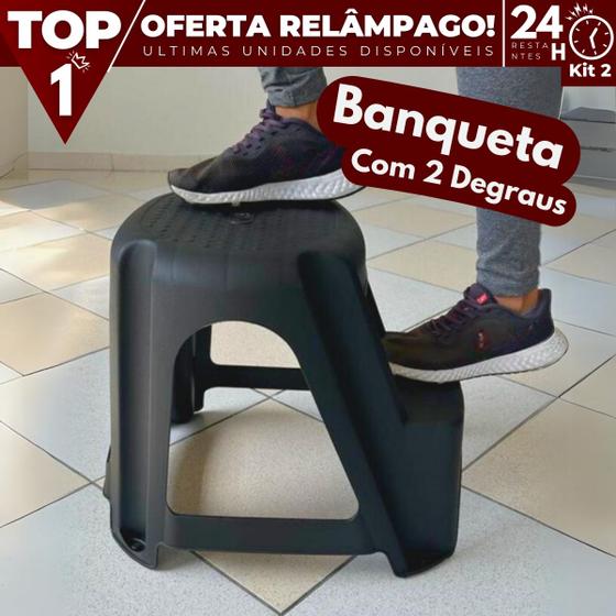 Imagem de kit 2 Banquetas Step Multiuso Plastico 2 Degraus Arqplast