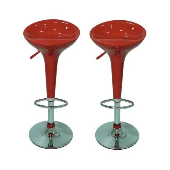Kit 2 Banquetas Tulipa Giratória com Regulagem de Altura Assento ABS Vermelho - Straub Web Menor preço em Kit 2 Banquetas Tulipa Giratória com Regulagem de Altura Assento ABS Vermelho - Straub Web